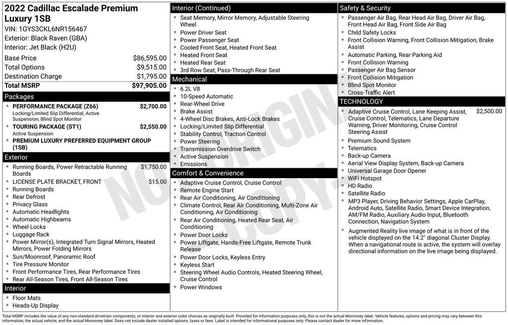 Used 2022 Cadillac Escalade Premium Luxury w/ Performance Package RWD image 48