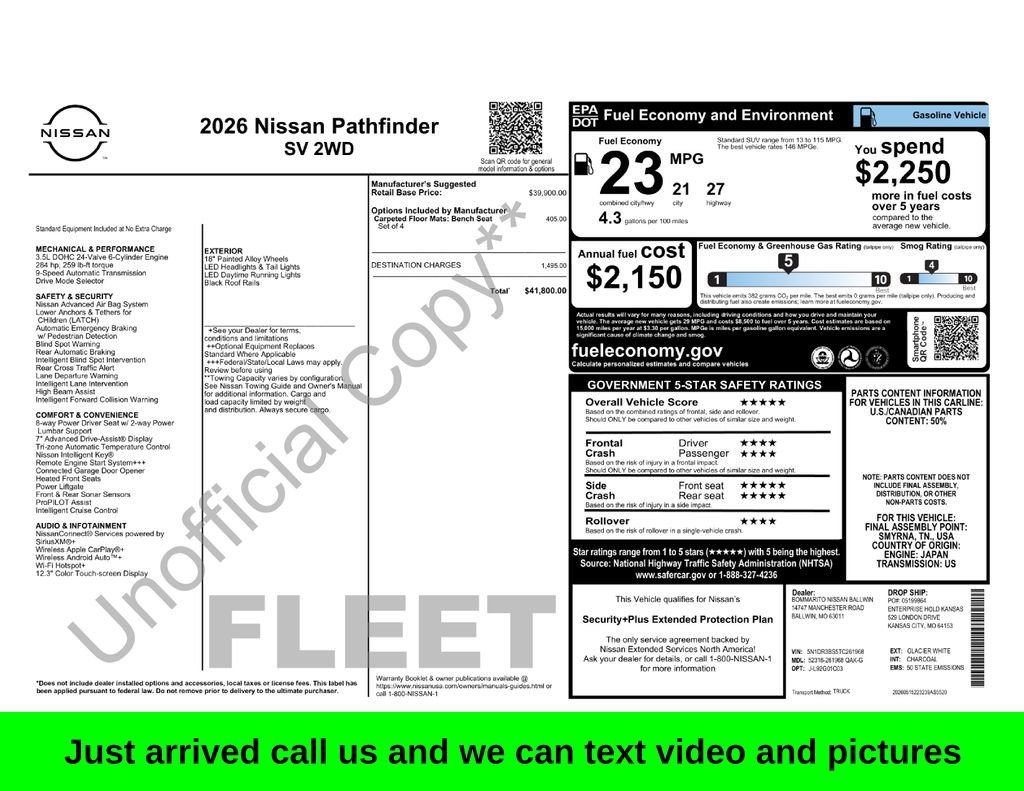 Used 2026 Nissan Pathfinder SV