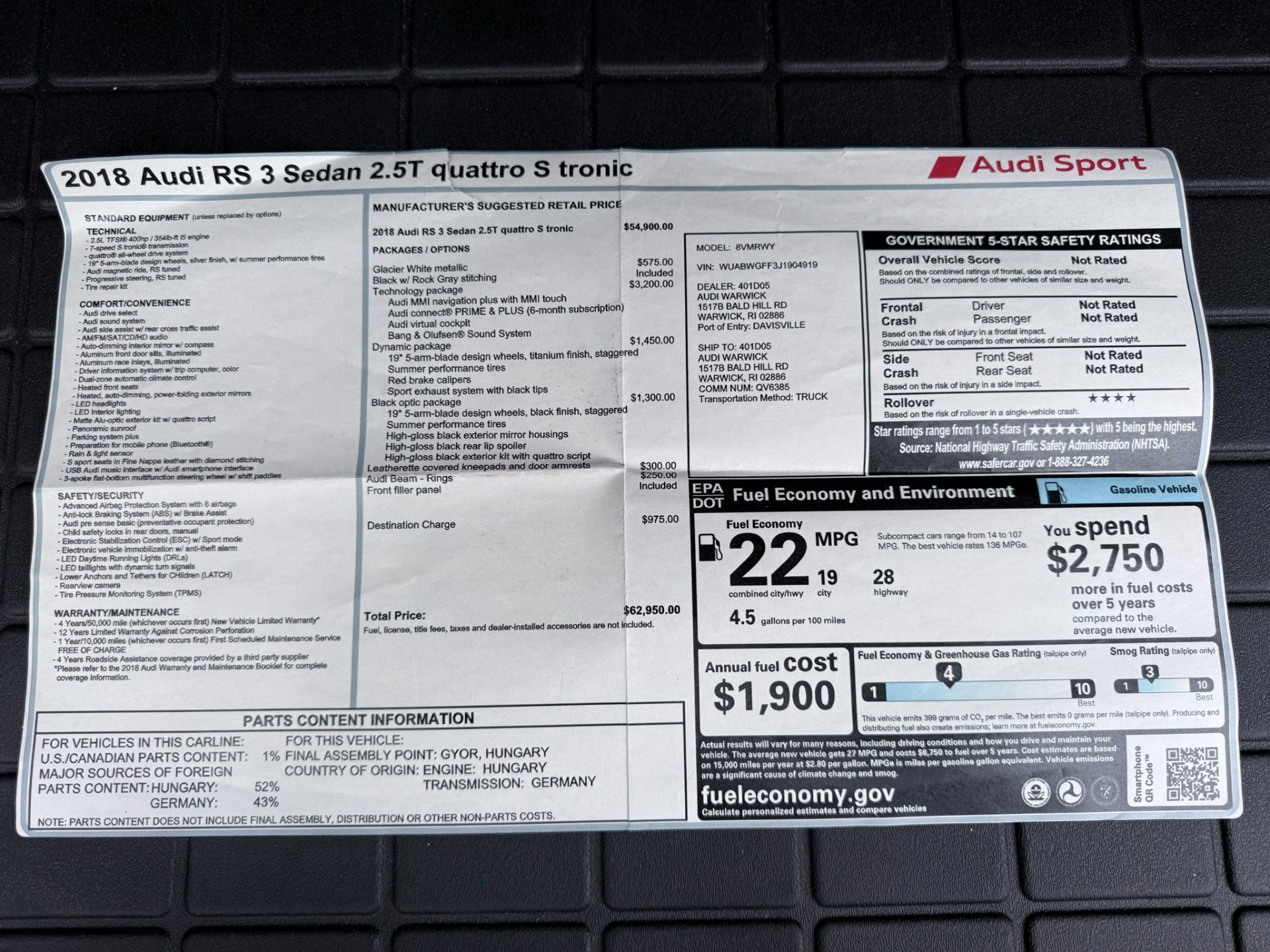 Used 2018 Audi RS 3 image 45