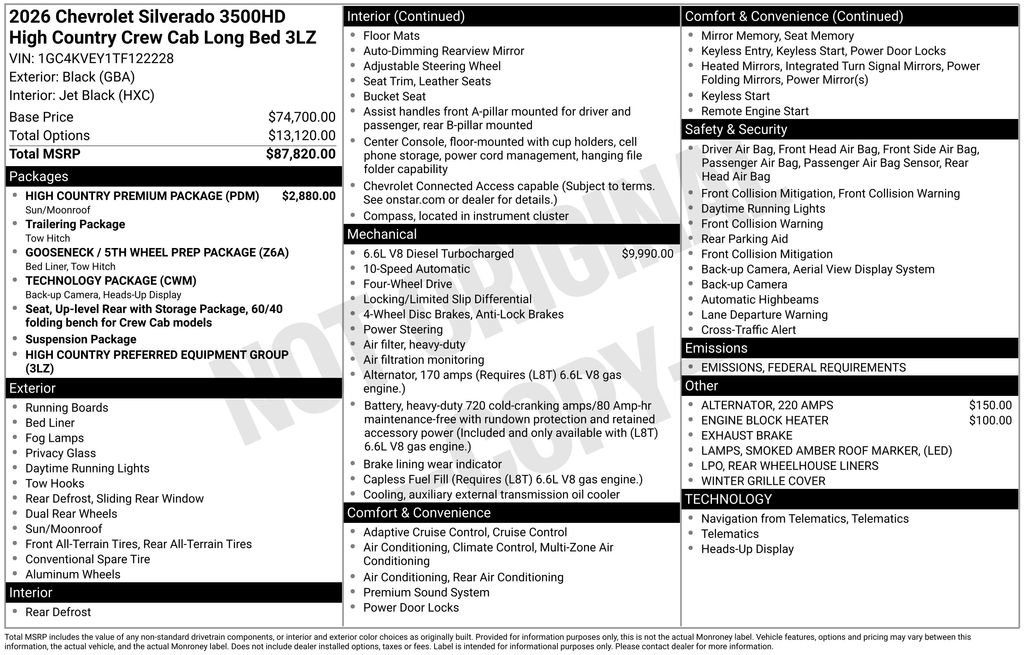 New 2026 Chevrolet Silverado 3500 High Country w/ High Country Premium Package image 3