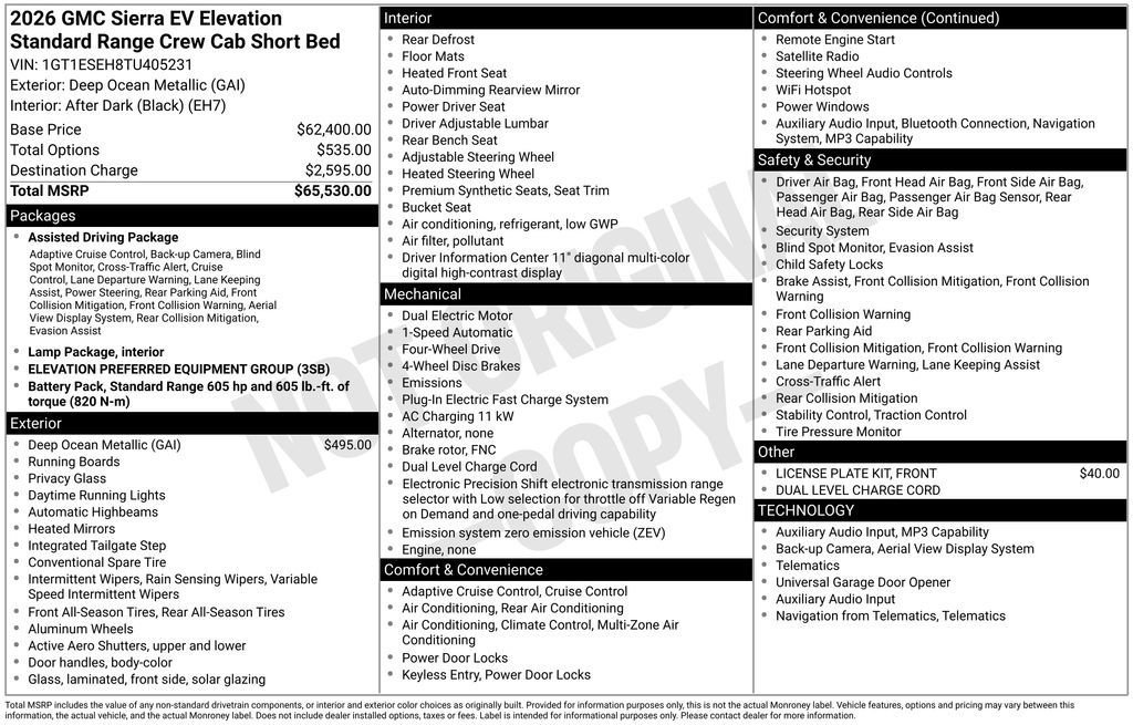 New 2026 GMC Sierra EV Elevation AWD/4WD image 41