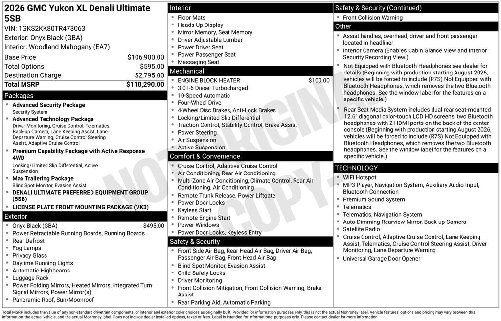 New 2026 GMC Yukon XL Denali Ultimate AWD/4WD image 2