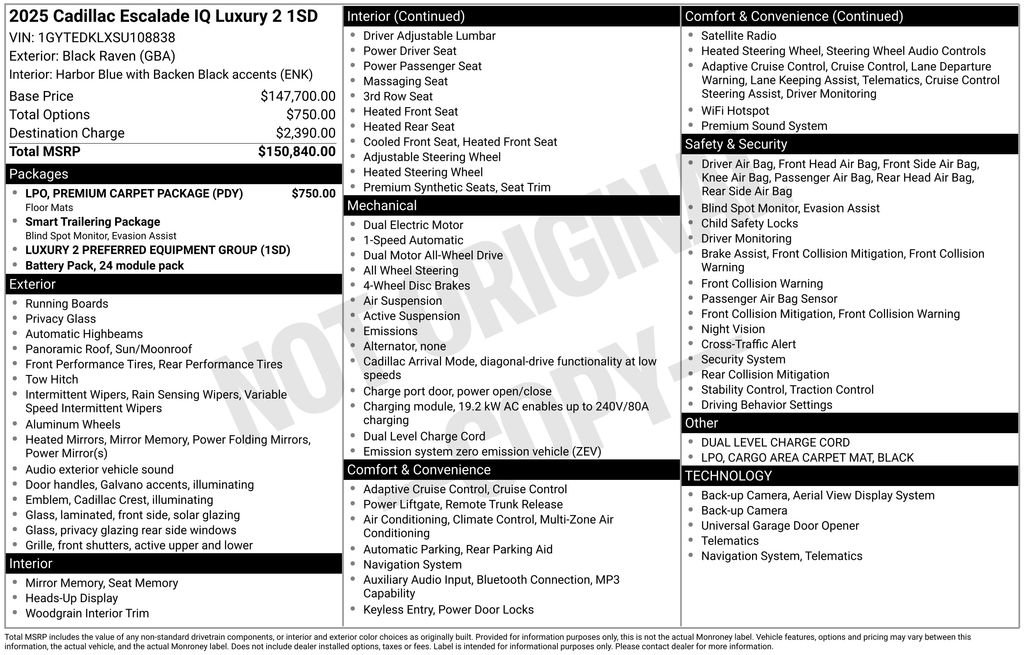 Certified 2025 Cadillac Escalade IQ Luxury 2 w/ LPO, Premium Carpet Package AWD/4WD image 44