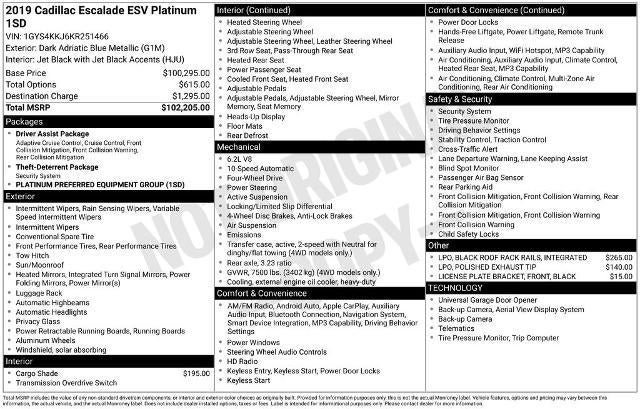 Used 2019 Cadillac Escalade ESV Platinum AWD/4WD image 34