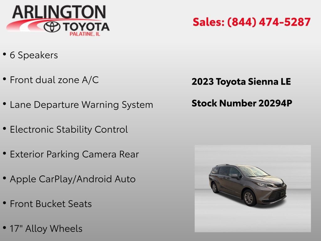 Used 2023 Toyota Sienna LE FWD image 2