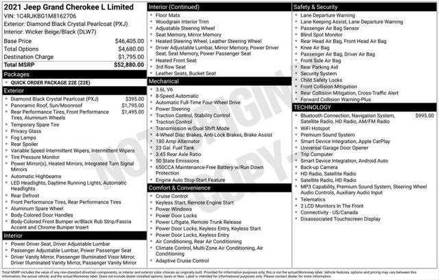 Certified 2021 Jeep Grand Cherokee L Limited AWD/4WD image 13