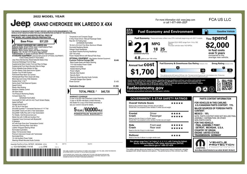 Used 2022 Jeep Grand Cherokee Laredo X image 43