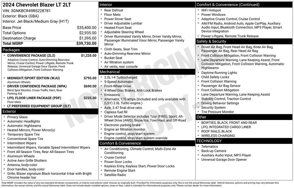 Certified 2024 Chevrolet Blazer LT w/ Convenience Package image 7