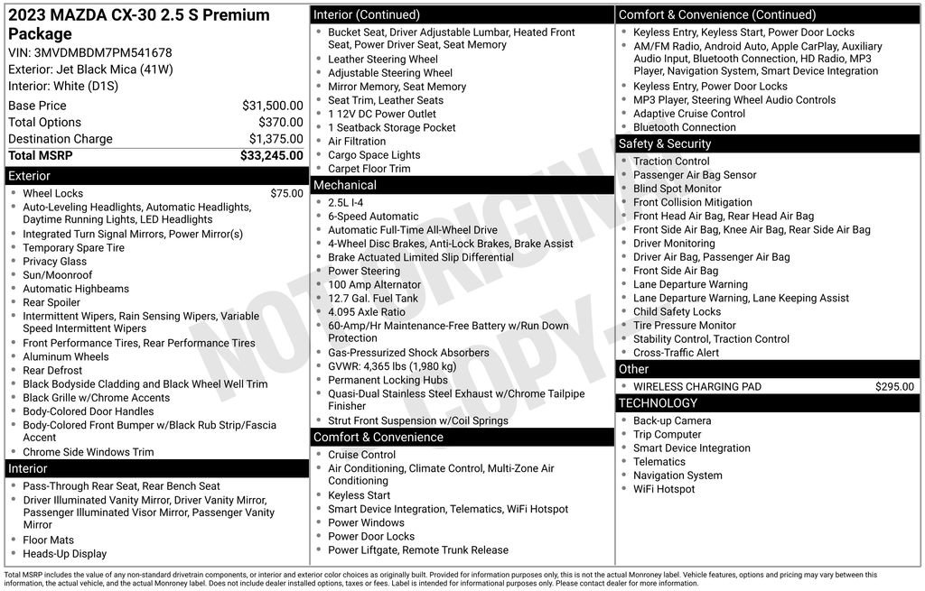 Certified 2023 MAZDA CX-30 AWD 2.5 S w/ Premium Package image 10