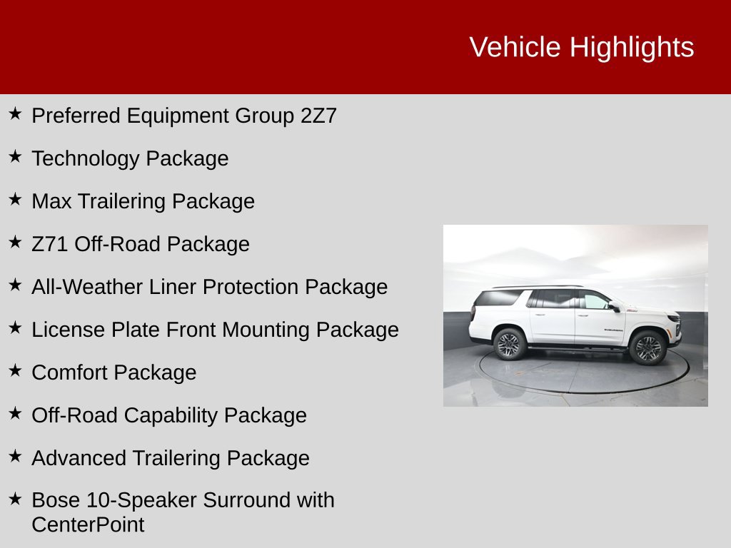 New 2026 Chevrolet Suburban Z71 w/ Z71 Off-Road Package AWD/4WD image 2
