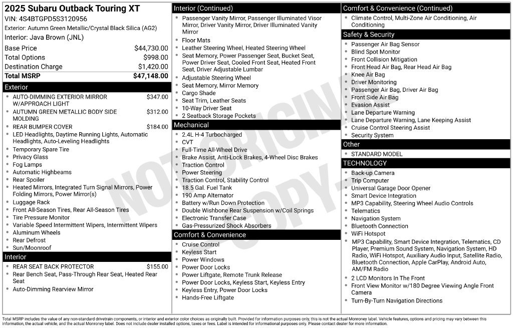 Used 2025 Subaru Outback Touring XT AWD/4WD image 29