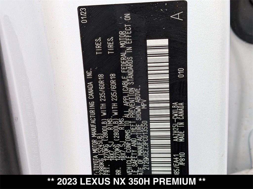 Used 2023 Lexus NX 350h 350h Premium w/ Towing Package (2000 Lbs) image 29
