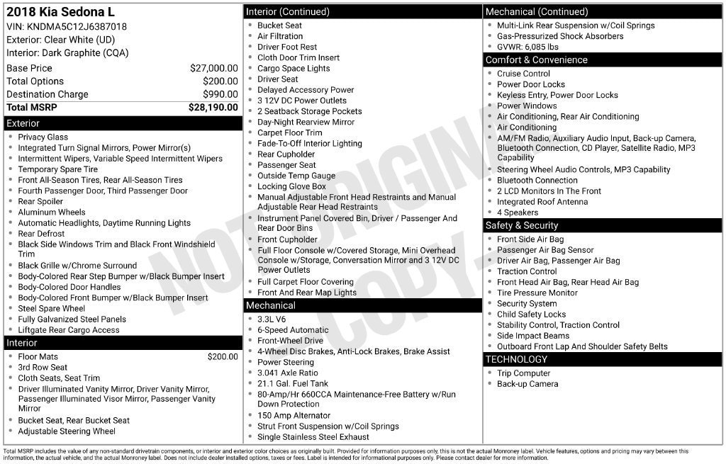 Used 2018 Kia Sedona L FWD image 10