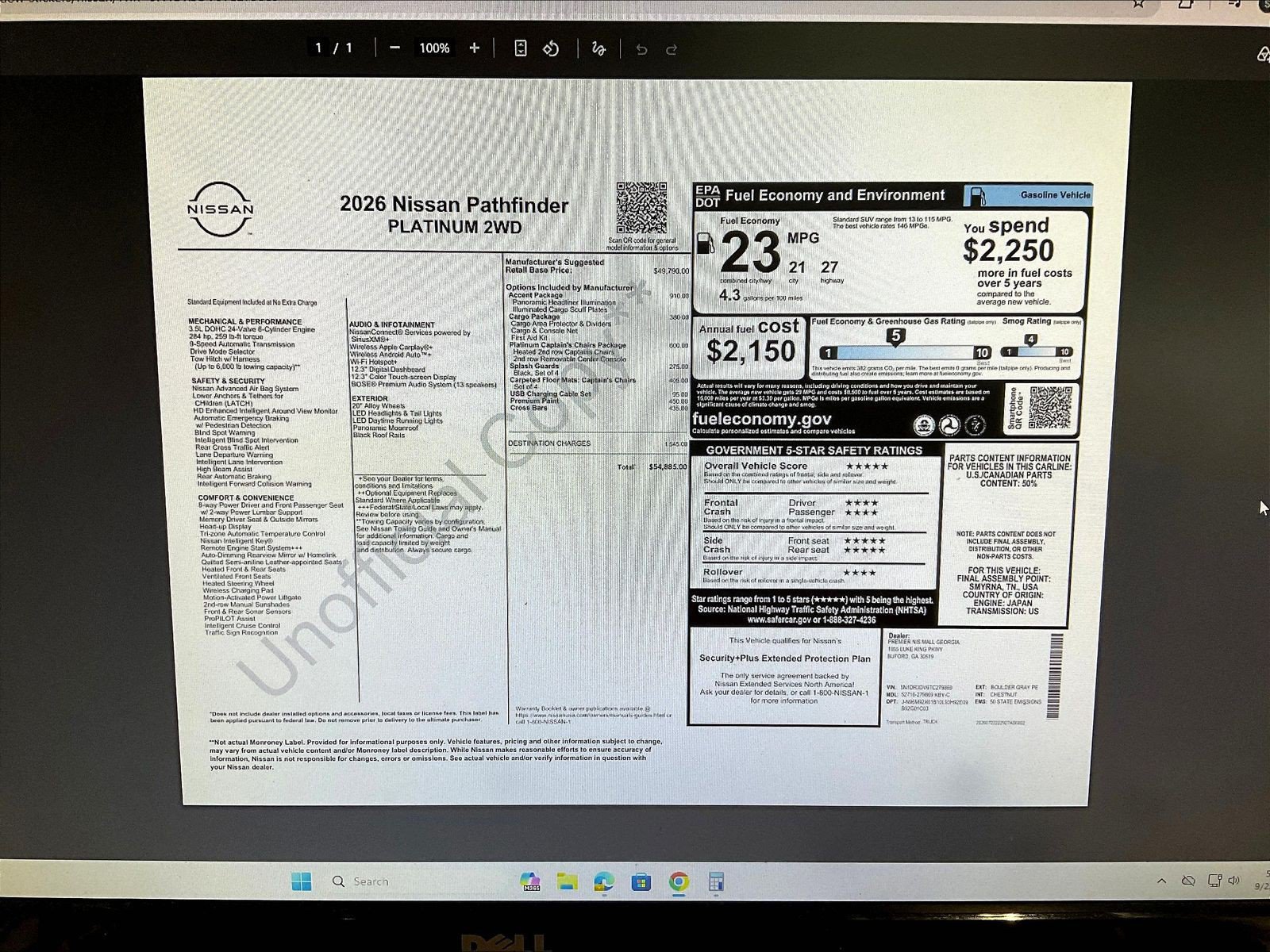 New 2026 Nissan Pathfinder Platinum w/ Accent Package FWD image 13