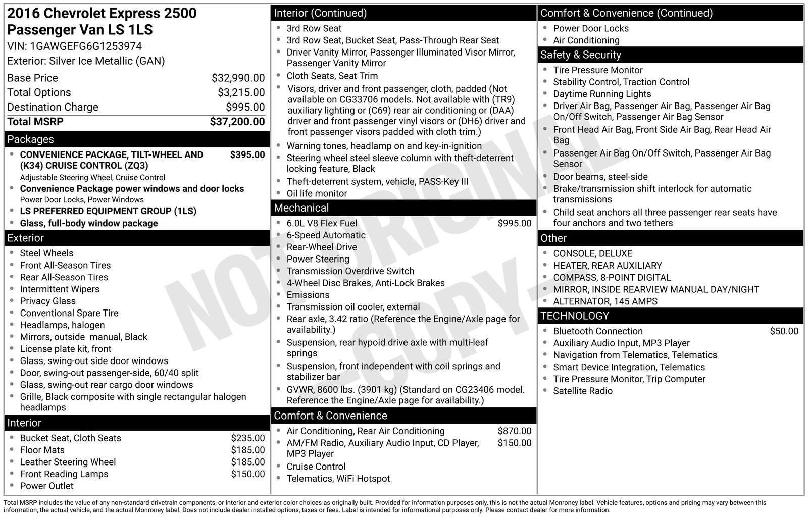 Used 2016 Chevrolet Express 2500 LS image 3