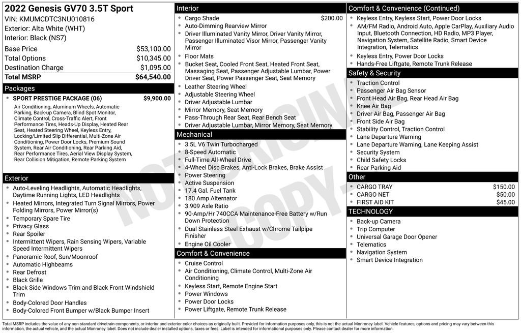 Used 2022 Genesis GV70 3.5T Sport w/ Sport Prestige Package image 11