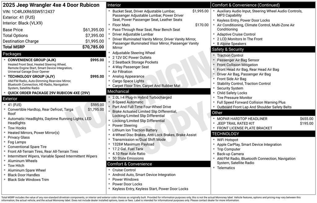 Used 2025 Jeep Wrangler Unlimited Rubicon 4xe w/ Technology Group image 40