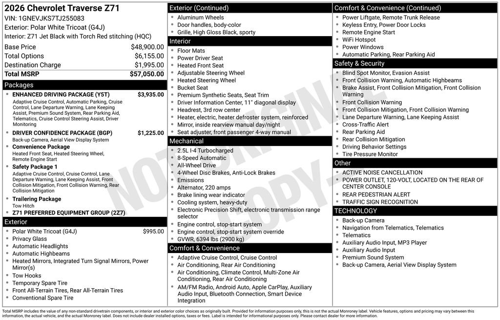 New 2026 Chevrolet Traverse Z71 w/ Enhanced Driving Package image 3