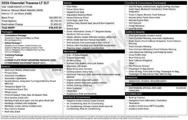 New 2026 Chevrolet Traverse LT image 31