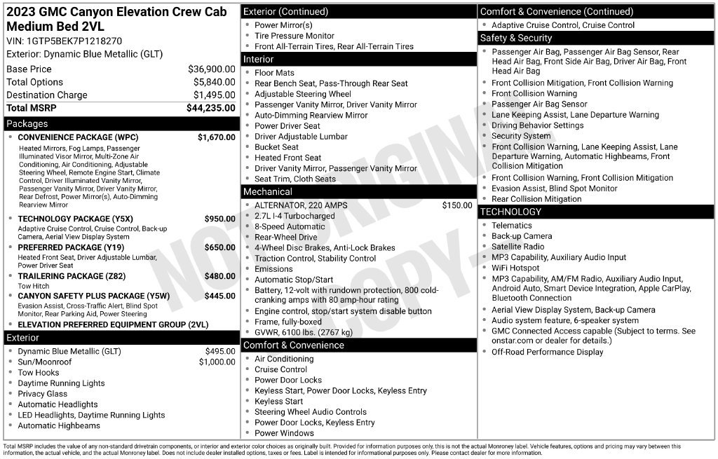 Used 2023 GMC Canyon Elevation w/ Convenience Package RWD image 7