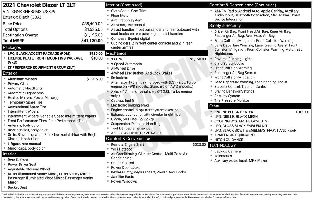 Used 2021 Chevrolet Blazer LT w/ LPO, Black Accent Package image 44