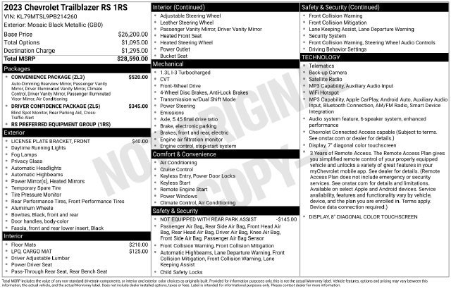 Used 2023 Chevrolet TrailBlazer RS w/ Convenience Package FWD image 12