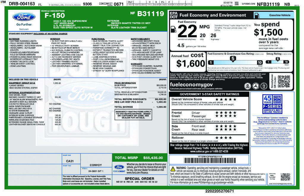 Certified 2022 Ford F150 Lariat w/ Equipment Group 501A Mid RWD image 8