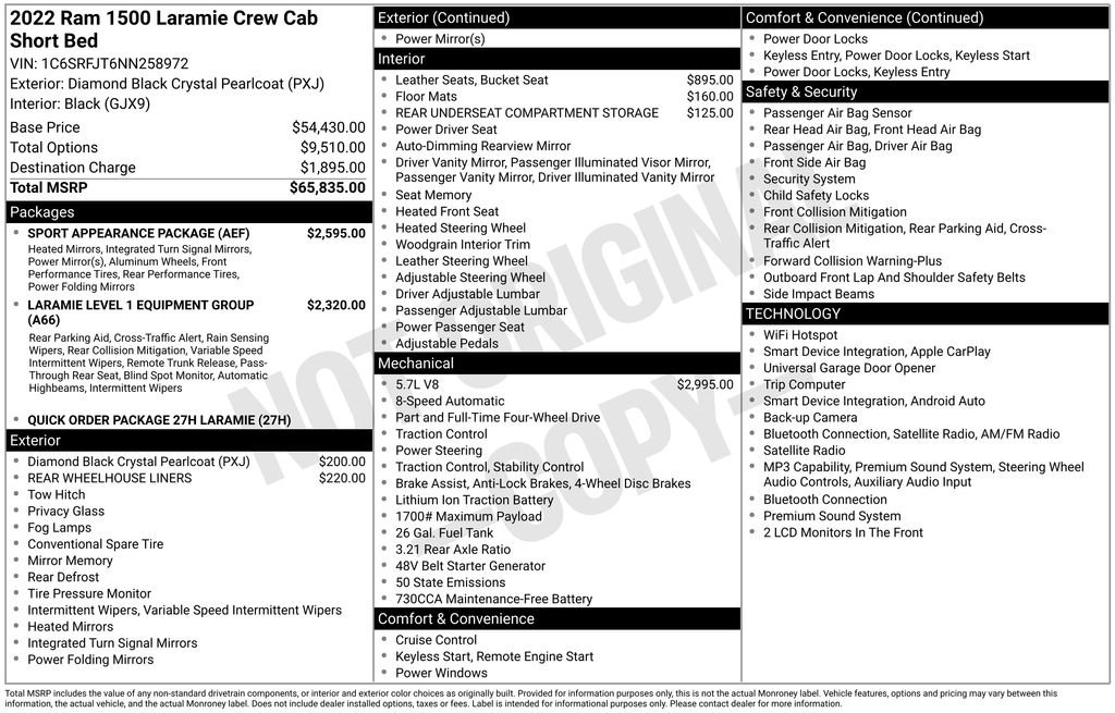 Certified 2022 RAM 1500 Laramie w/ Sport Appearance Package AWD/4WD image 39