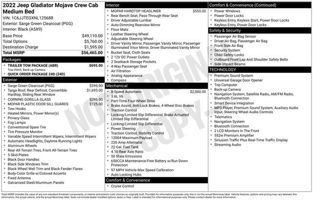 Used 2022 Jeep Gladiator Mojave w/ Trailer Tow Package AWD/4WD image 29