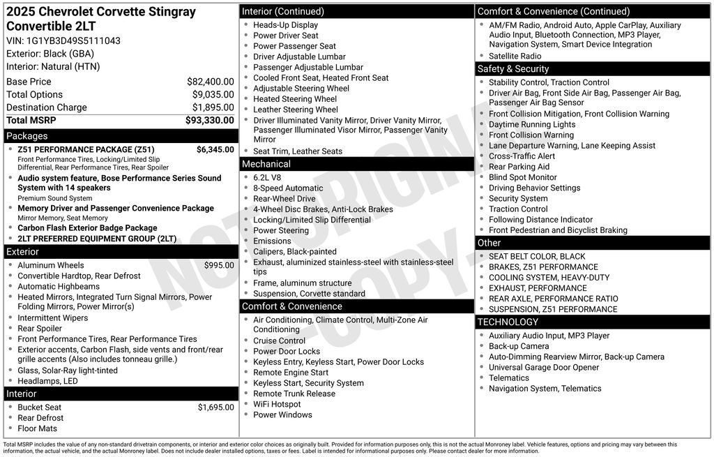 Used 2025 Chevrolet Corvette Stingray Preferred Conv w/ Z51 Performance Package image 26