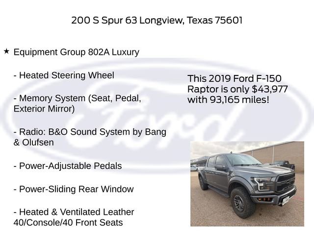 Used 2019 Ford F150 Raptor w/ Equipment Group 802A Luxury image 20