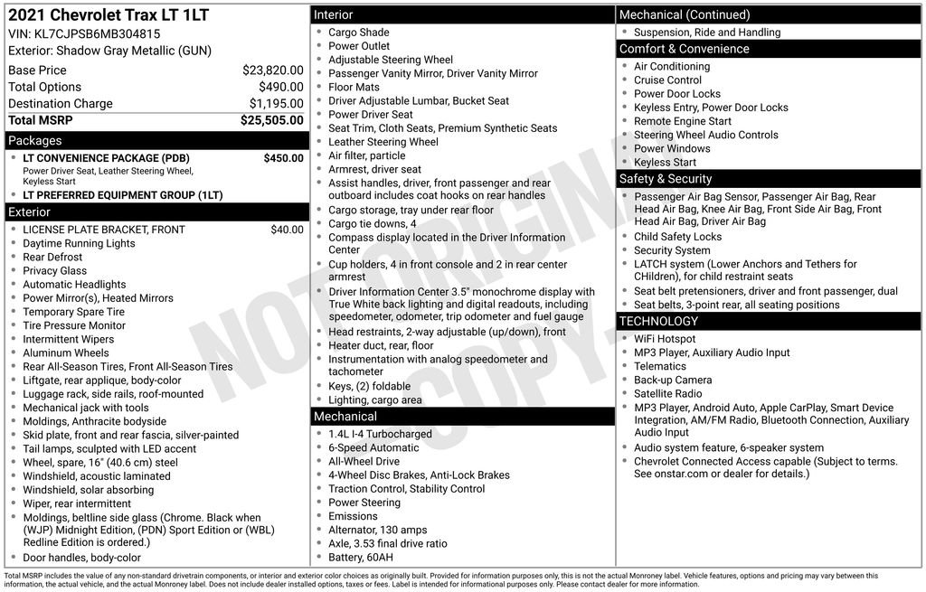 Used 2021 Chevrolet Trax LT w/ LT Convenience Package AWD/4WD image 2
