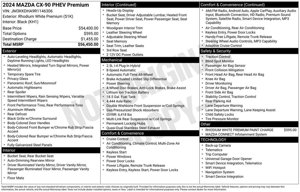 Certified 2024 MAZDA CX-90 Plug-In Hybrid w/ Premium Pkg image 4