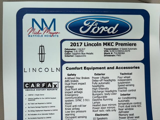 Used 2017 Lincoln MKC Premiere FWD image 30