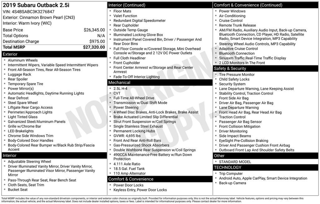 Used 2019 Subaru Outback 2.5i image 6