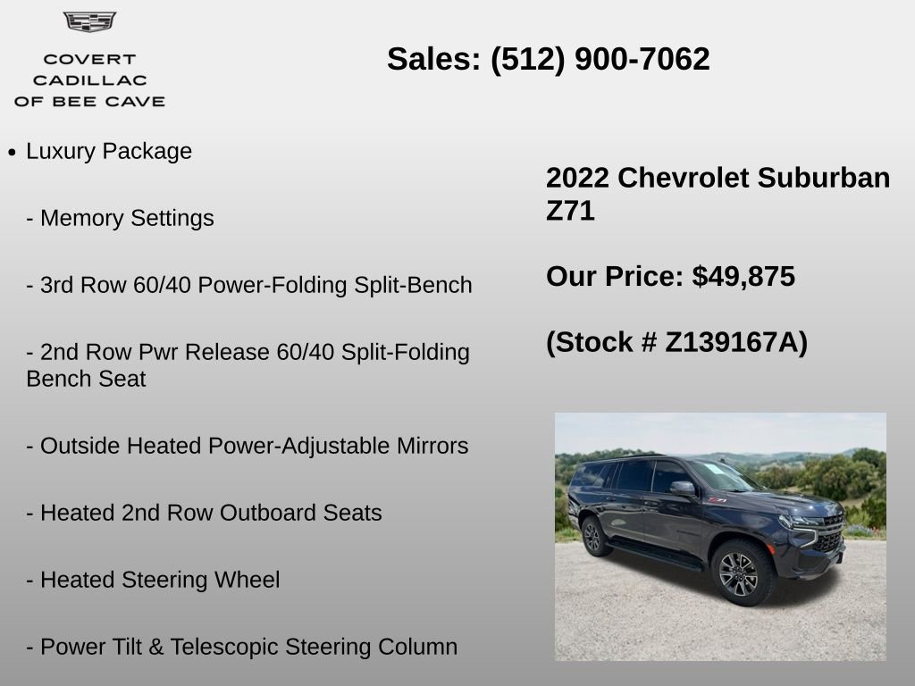Used 2022 Chevrolet Suburban Z71 w/ Luxury Package AWD/4WD image 30