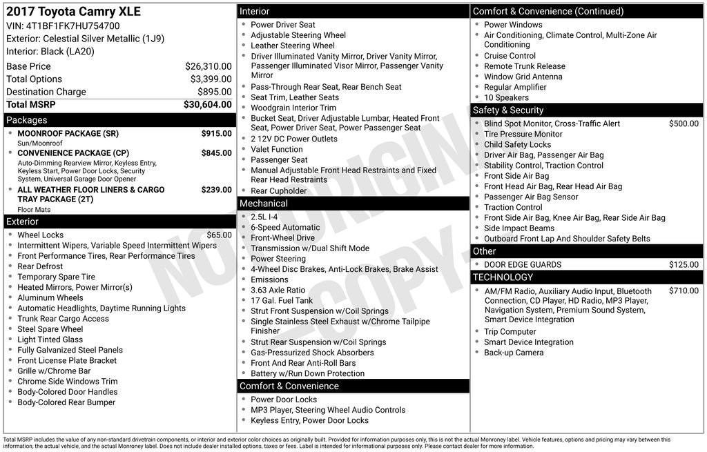 Used 2017 Toyota Camry XLE w/ Moonroof Package image 11