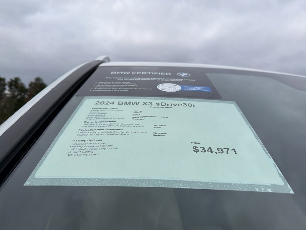 Certified 2024 BMW X3 sDrive30i w/ Convenience Package image 18