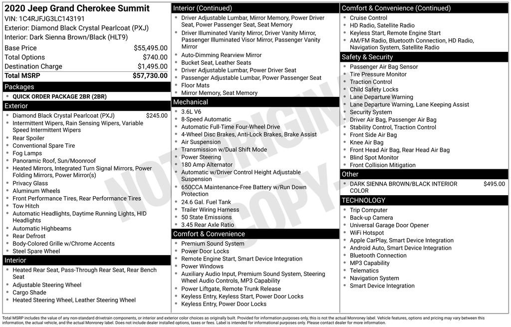 Certified 2020 Jeep Grand Cherokee Summit AWD/4WD image 32