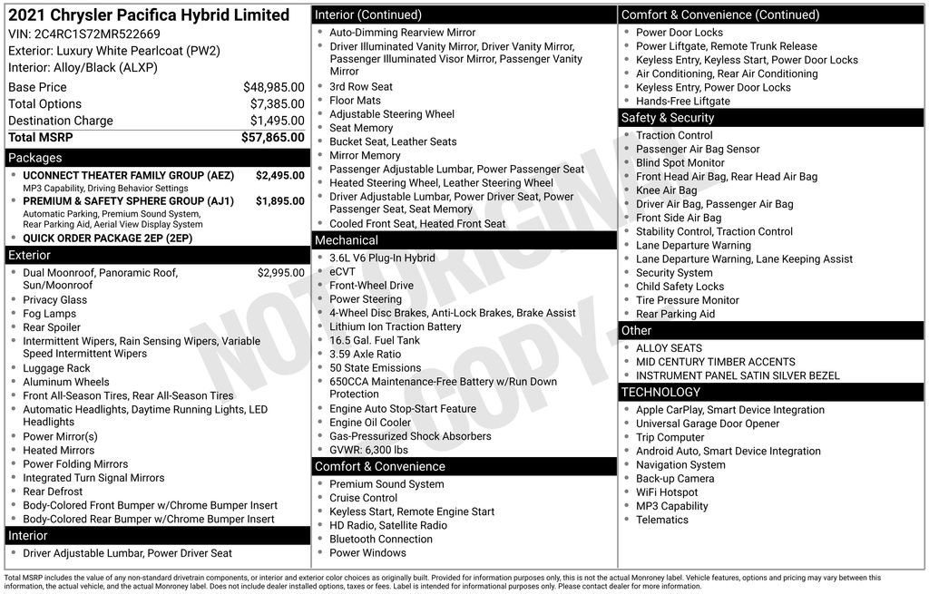 Used 2021 Chrysler Pacifica Limited w/ Uconnect Theater Family Group FWD image 29