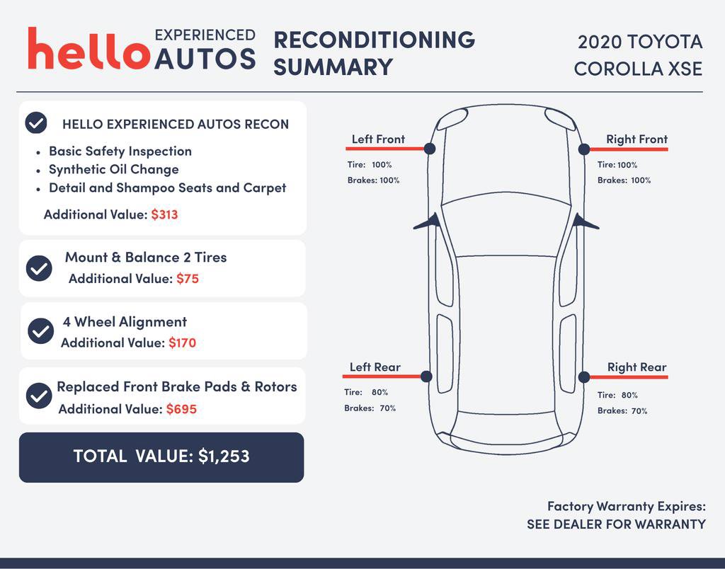 Used 2020 Toyota Corolla XSE w/ Body Protection Package FWD image 3