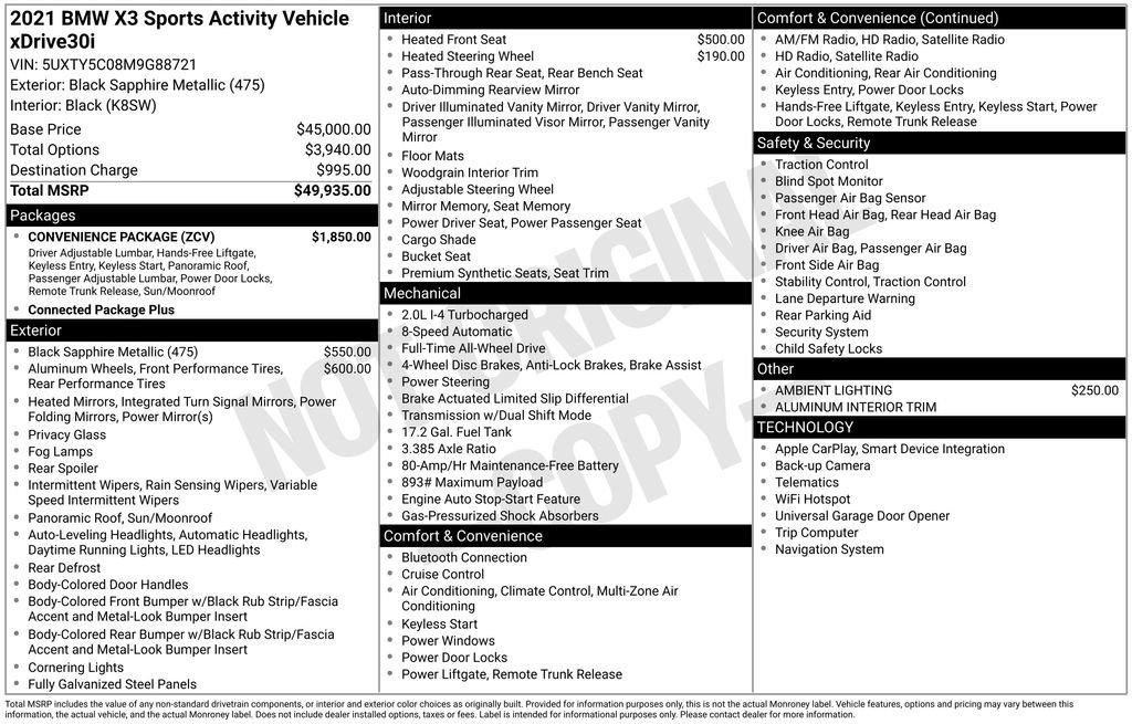 Used 2021 BMW X3 xDrive30i w/ Convenience Package image 5
