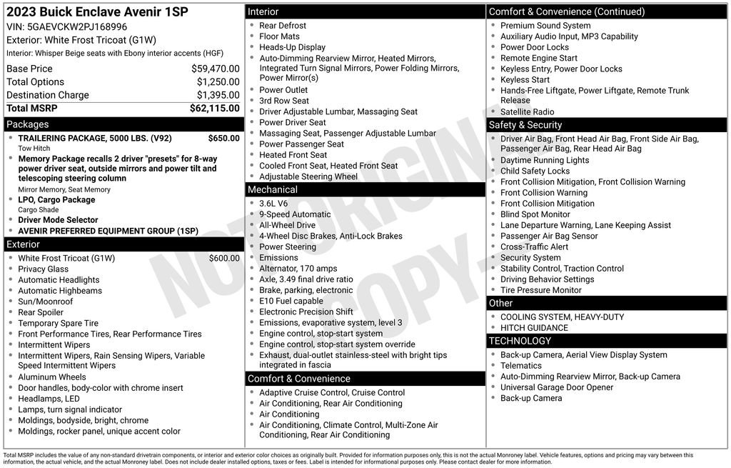 Used 2023 Buick Enclave Avenir w/ Trailering Package, 5000 lbs. image 4