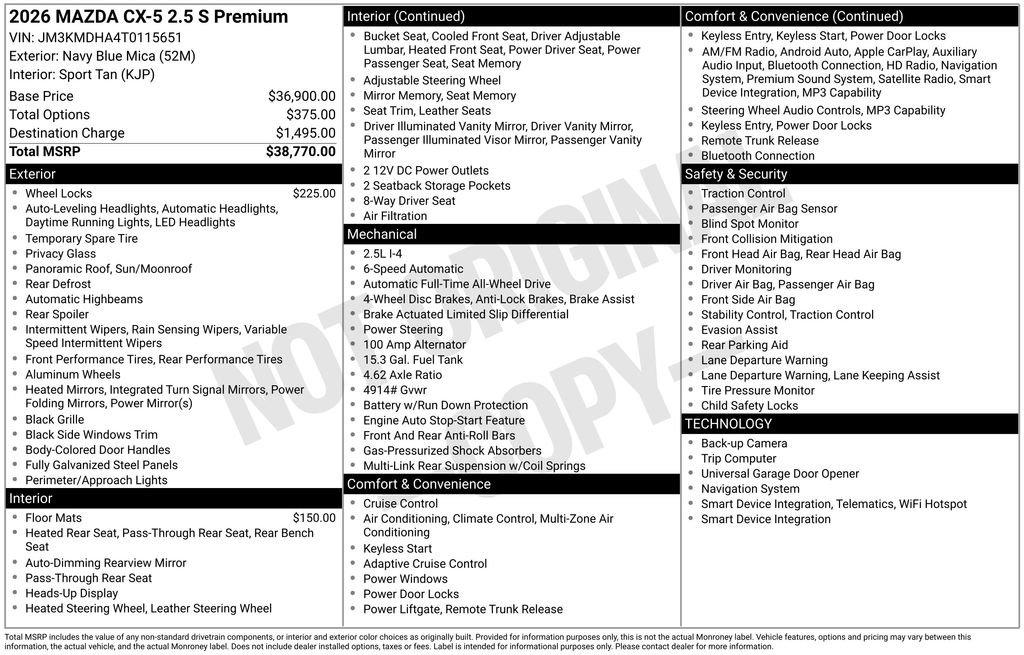 New 2026 MAZDA CX-5 2.5 S w/ Premium Package AWD/4WD image 34