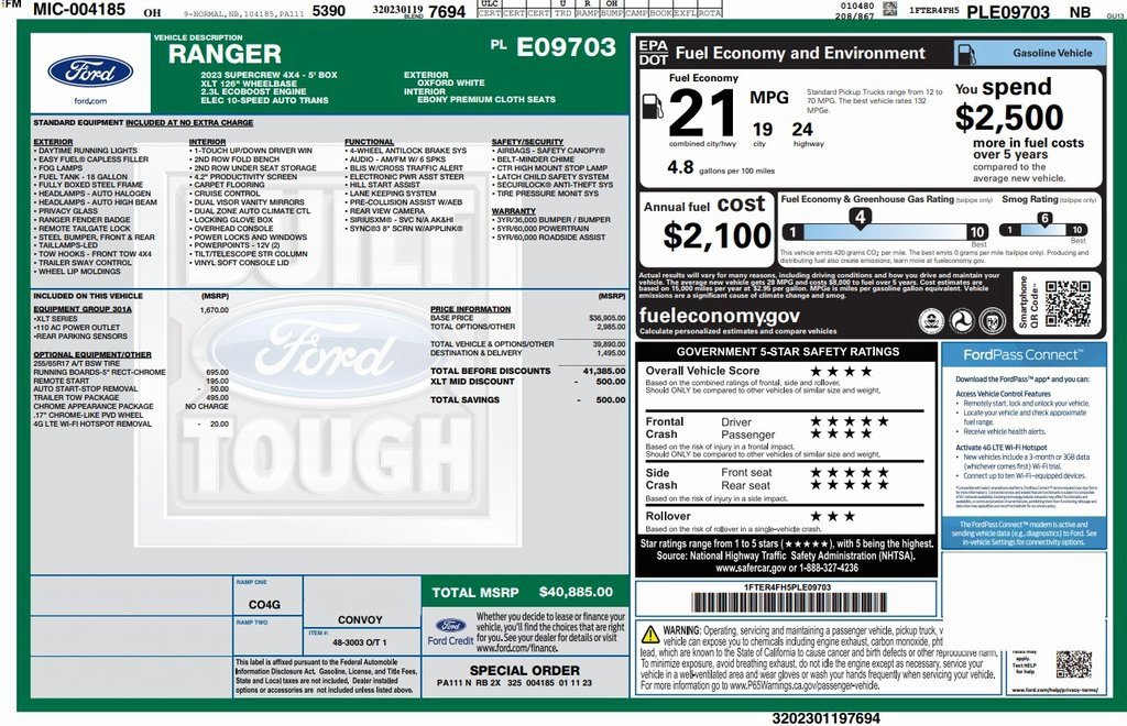 Used 2023 Ford Ranger XLT w/ Equipment Group 301A Mid image 4