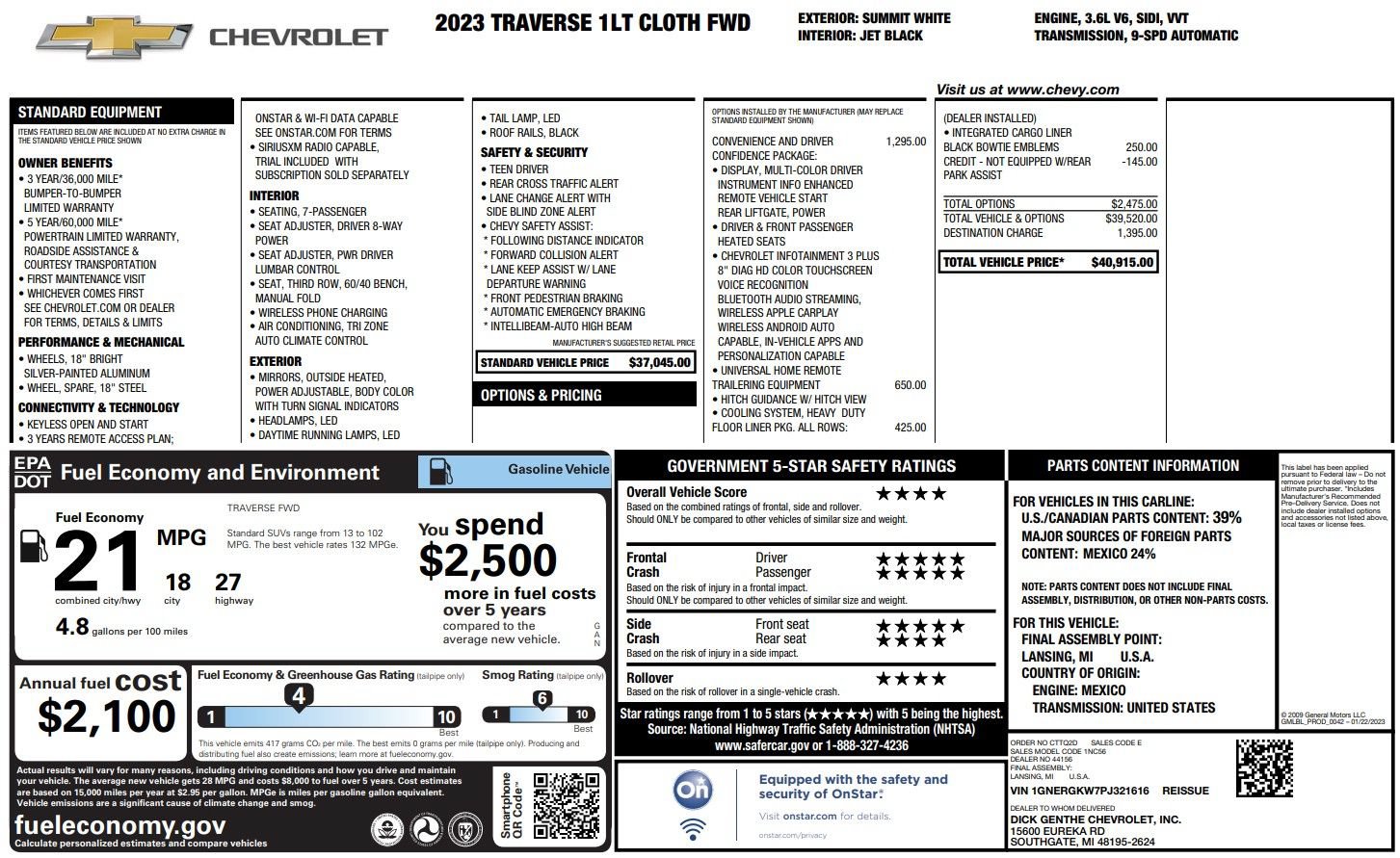 Used 2023 Chevrolet Traverse LT FWD image 2