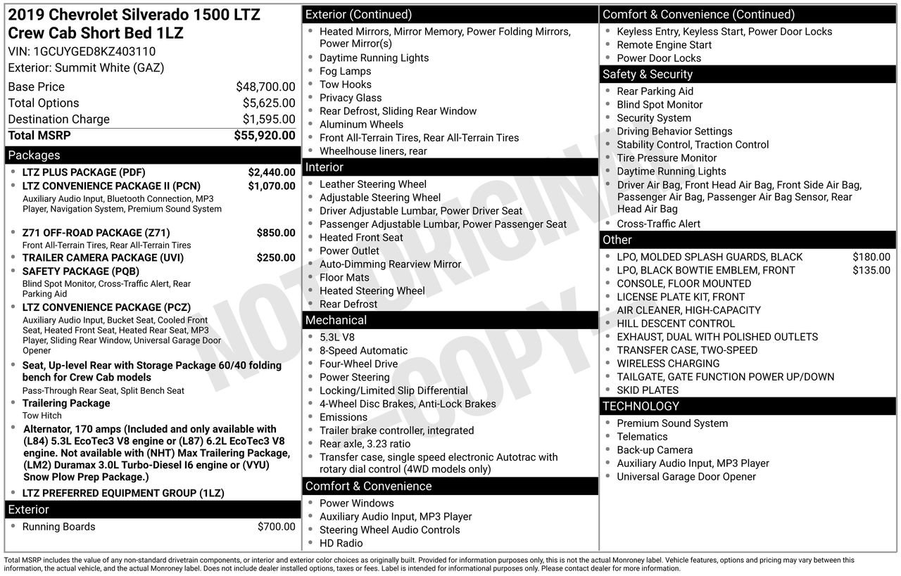 Used 2019 Chevrolet Silverado 1500 LTZ w/ LTZ Plus Package image 51