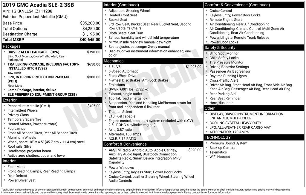 Used 2019 GMC Acadia SLE w/ Driver Alert Package I FWD image 13