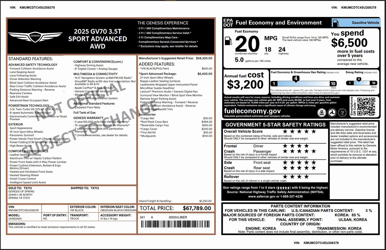 Certified 2025 Genesis GV70 3.5T Sport w/ Sport Advanced Package image 3