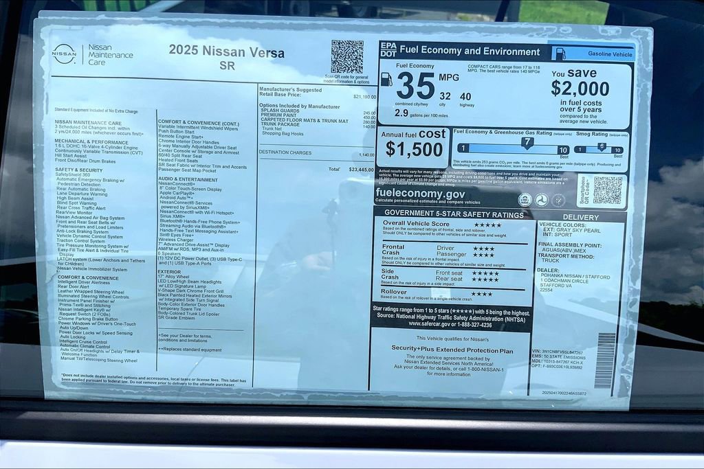 New 2025 Nissan Versa SR w/ Trunk Package image 13